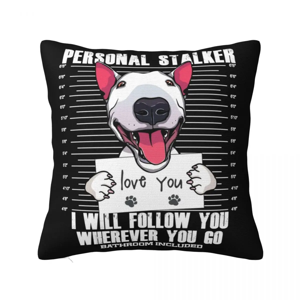 Funny Bull Terrier Stalker Cartoon Pillow Cases Dog Puppy Cushion Cover Funny Zipper Decorative Pillowcover for Sofa 45*45cm