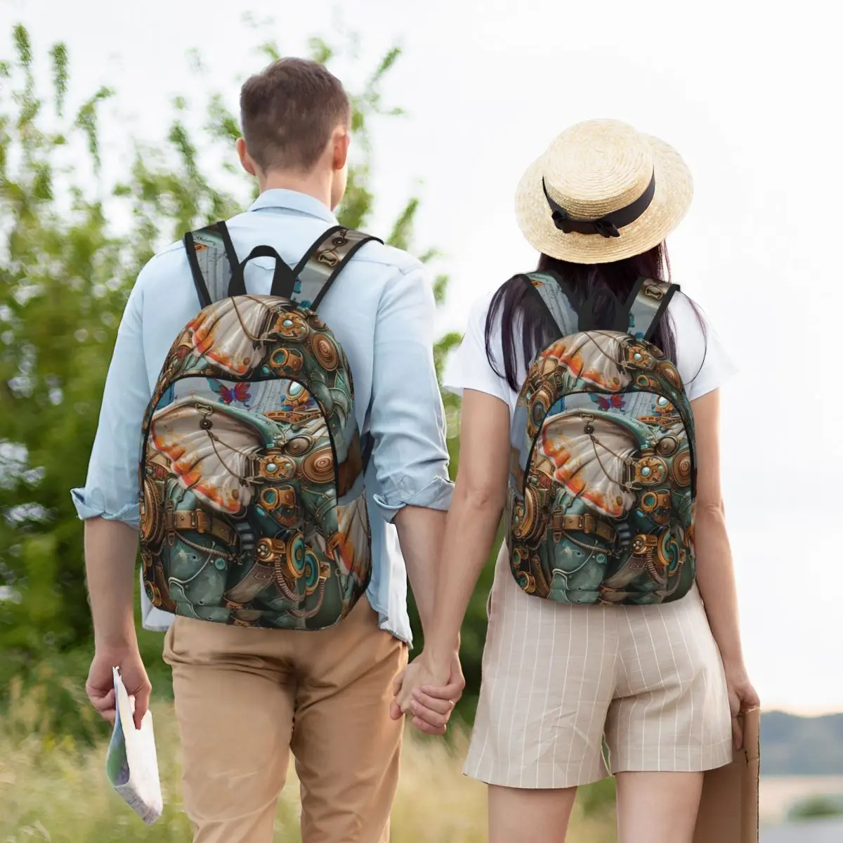 

Mechanical Majesty The Steam-Powered Elephant Backpack Student Boys Girls BookBag Kids School Bag Computer Shoulder Bags