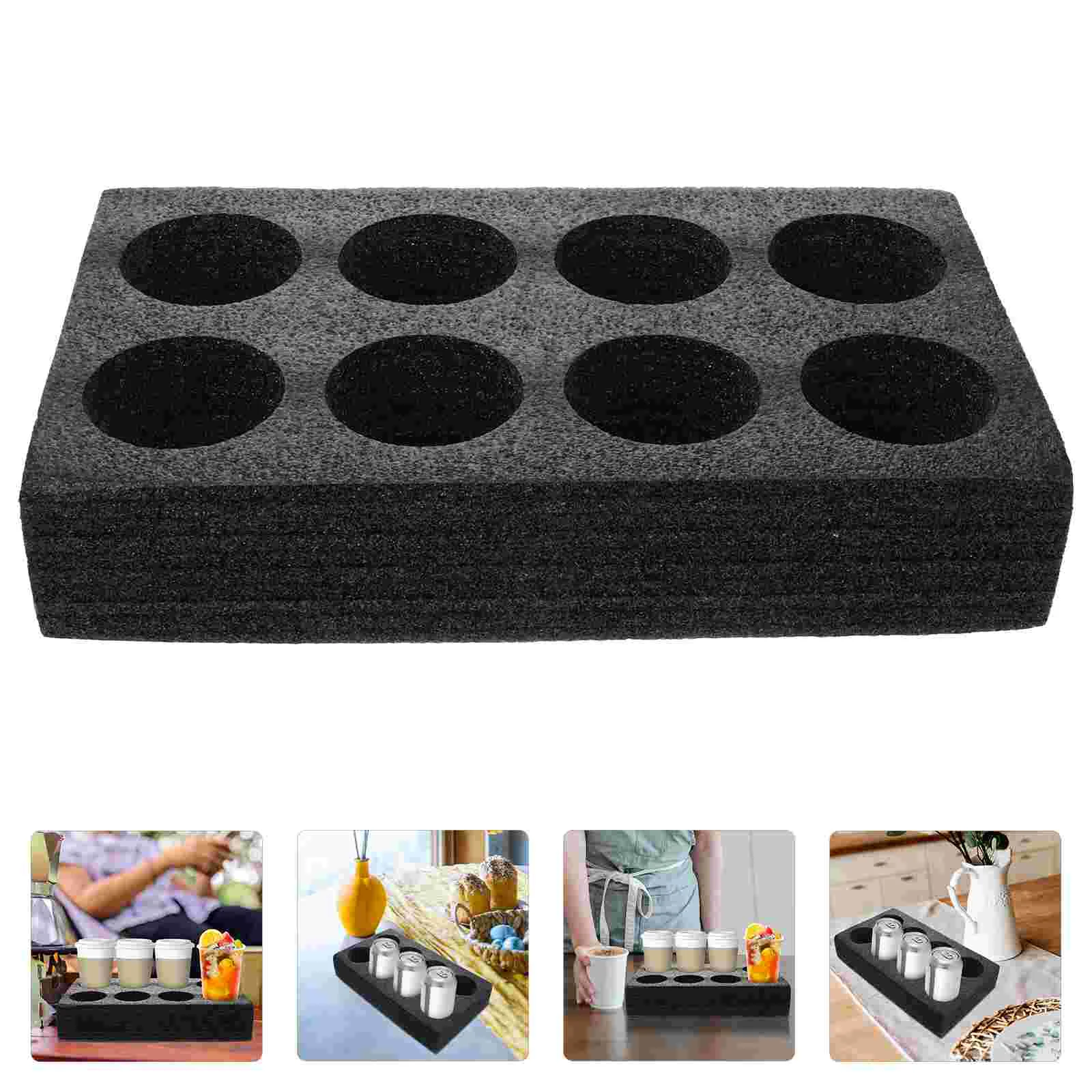 3 Pcs Cup Holder Tray Cotton Outdoor Travel Coffee Mug Glass Shelf Takeout 8 Cup Beverage Carrier Hot Cold