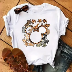 Animal Coconut Tree Print Crew Neck T-Shirt Short Sleeve T-Shirt Casual Kawaii Comfortable Casual Women's Clothing Black Top