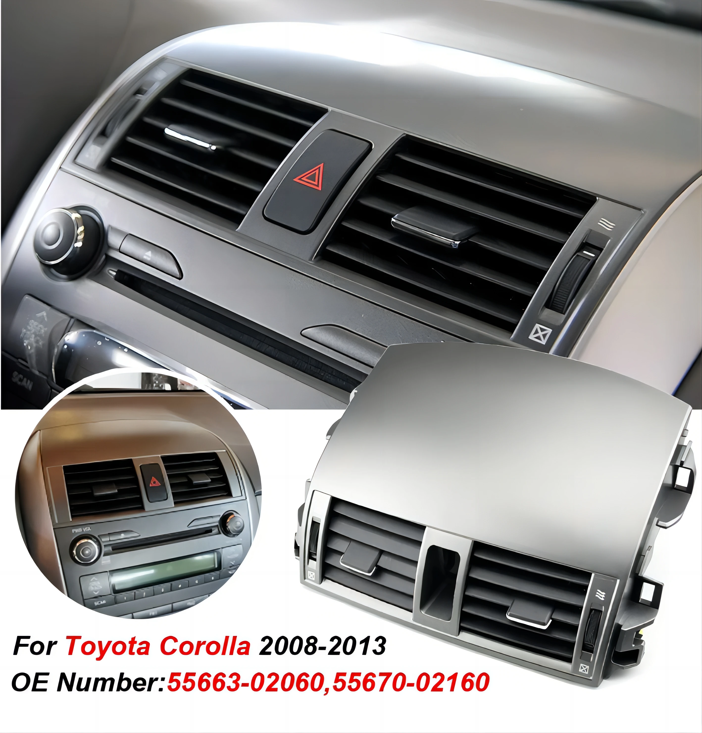 

Without Button Air Conditioner Outlet for Toyota Corolla 2008-2013 A/C Air Vent Grille 55670-02160 55663-02060