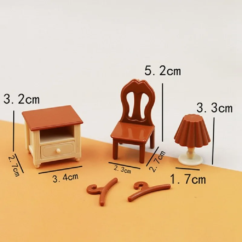 1:18 Simulation Mini Bedroom Bed Dresser Set Decoration Dollhouse Children Play House Toys