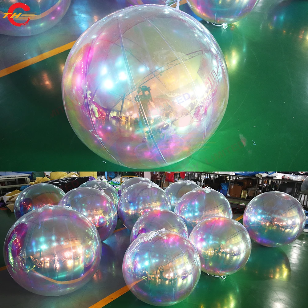 Fast air Ship 2m Dia Pink Inflatable Mirror Balloon Giant PVC Mirror Ball For Event Decoration Big Shiny Balloons