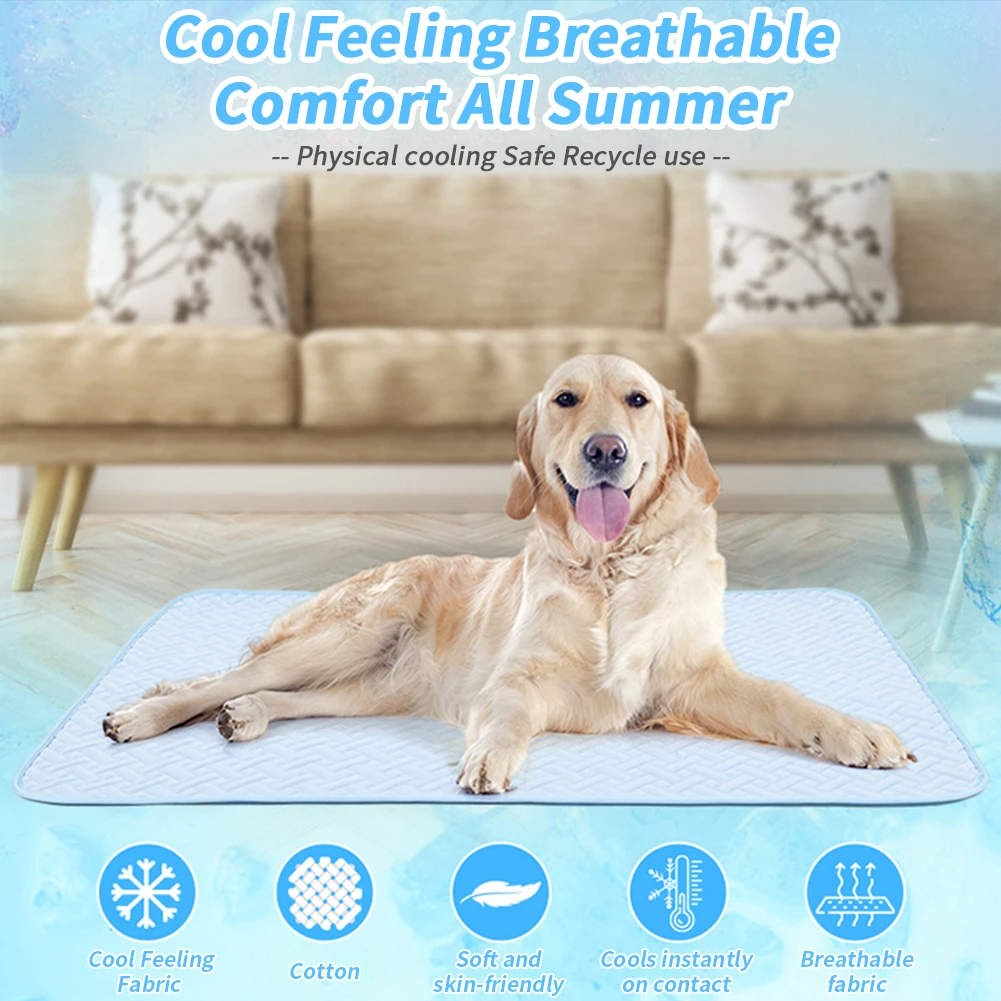 

Dog Cooling Mat For Medium Large Dogs Cats Summer Self Cooling Pad Reusable Quick-drying Pet Cool Mats For Kennels Crates Beds