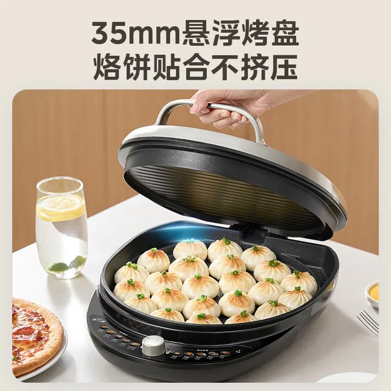 Electric pancake pan with double-sided heating for household use, electric pancake pan with enlarged and deepened size