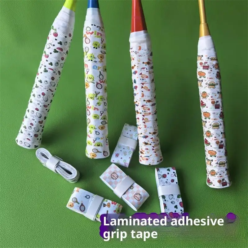 1 قطعة ماصة للعرق عدم الانزلاق بولي مقبض مقبض شريط لحام الكرتون تصميم التنس Overgrip لمضارب كرة الريشة/الاسكواش #2
