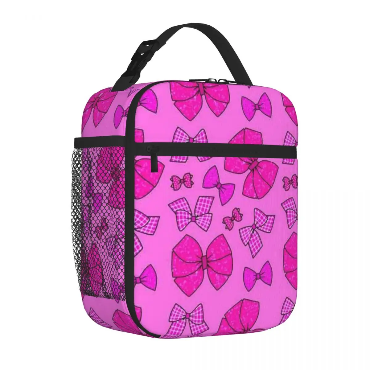 Bestselling Hot Pink Bows Nylon Texture Lightweight Lunch Bag Weekend Getaway Lunch Carrier