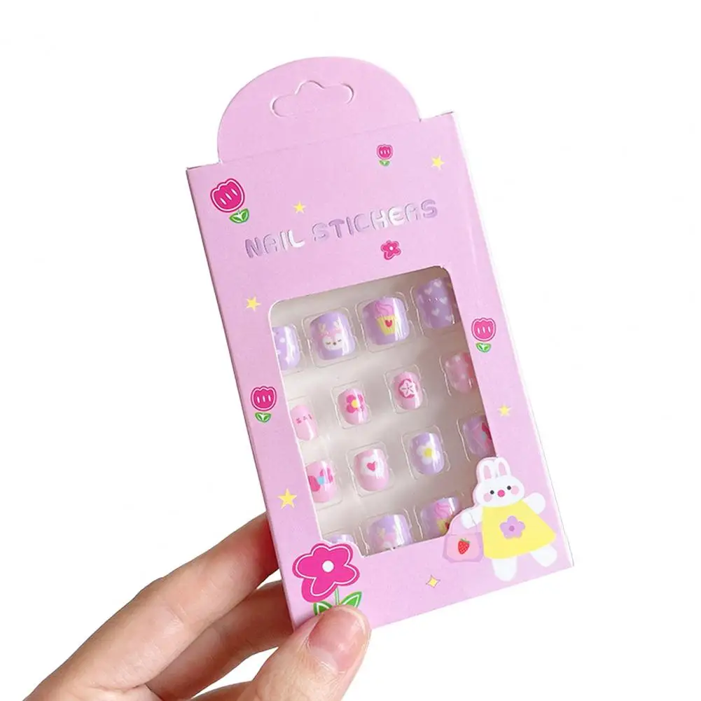 Uñas postizas Kawaii para niños, juego de pegatinas de Arte de uñas, Kit de uñas creativas Diy para uñas de moda