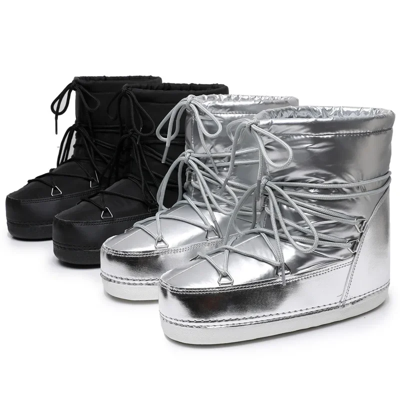 Women's Winter Lace-Up Ankle Boots with Platform and Non-Slip Sole