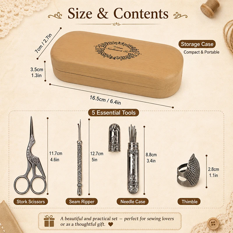 Vintage sewing tool set with w - Craft Embellishment Storage 评论和价格