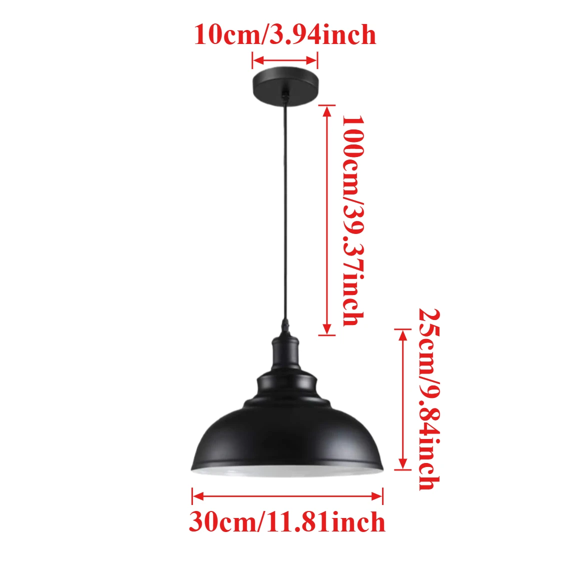 JOYINLED Set van 3 vintage industriële hanglampen, 30 cm metalen plafondlamp met E27-fitting voor keuken, eetkamer, restaurant
