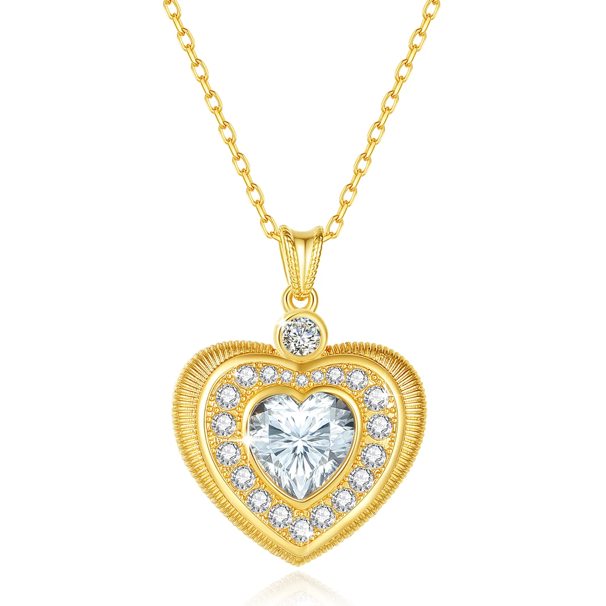 Szjinao 100% prawdziwe 18-karatowe złoto naszyjnik w kształcie serca 9mm 3ct Moissanite wisiorek K złoto luksusowa biżuteria ślubna z certyfikatem hurtowym