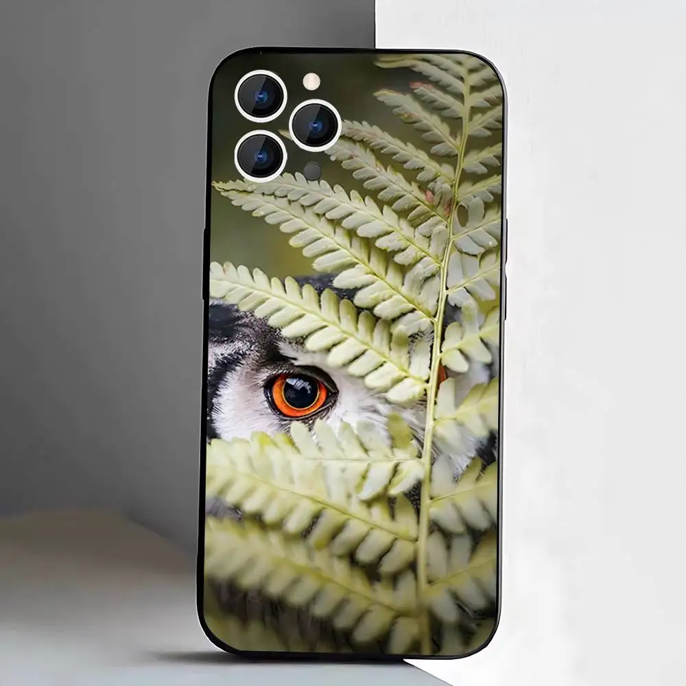 حافظة هاتف لطيفة على شكل بومة للأطفال لهاتف آيفون 17,16,15,14,13,12,11,Pro,Max,Plus,E,Air,غطاء أسود واقٍ صغير