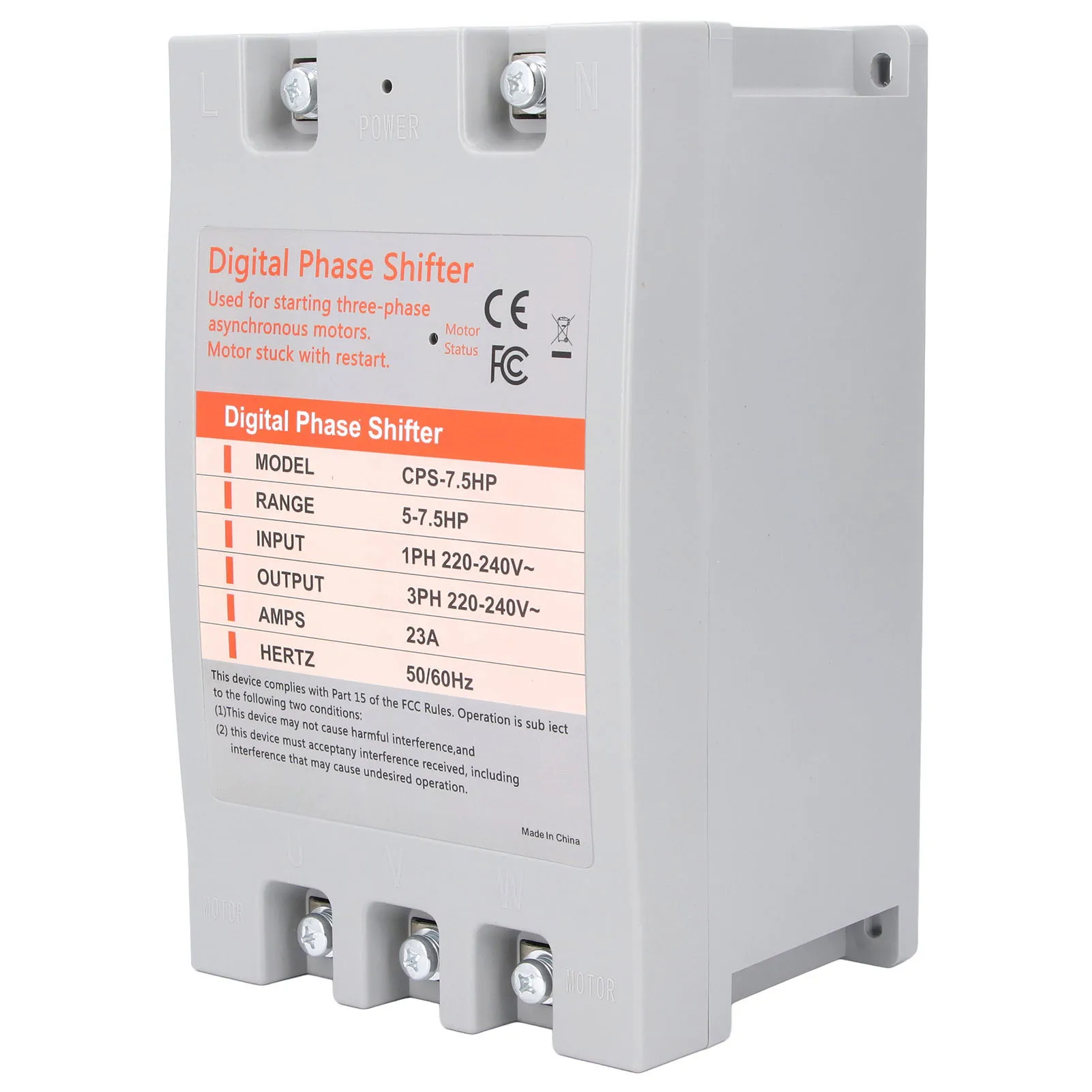 Single Phase to 3 Phase Converter 5-7.5 Horsepower Digital Phase Converter 220-240VAC