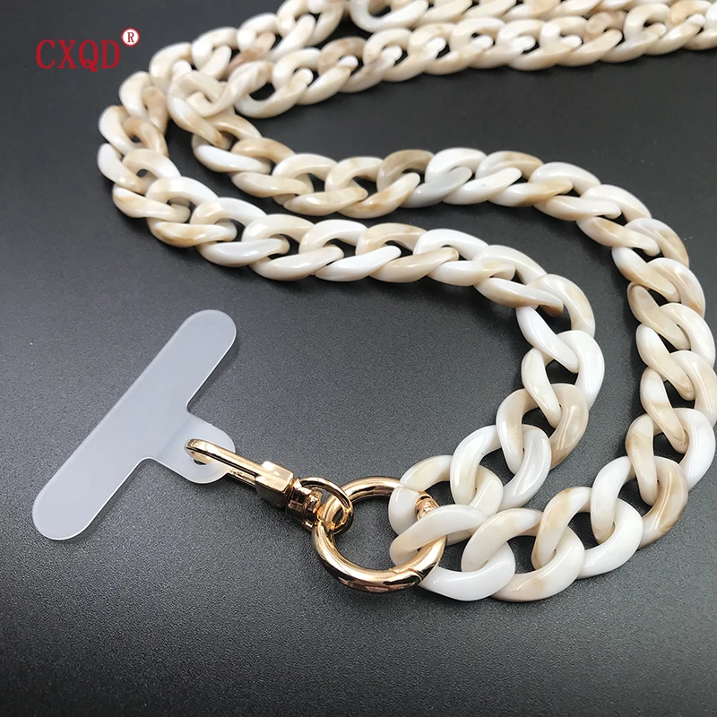 120cm Bevel Design Anti-lost Phone Lanyard Rope Neck Strap Colorful Portable Acrylic Cell Phone Chain Accessories Gifts Outdoor