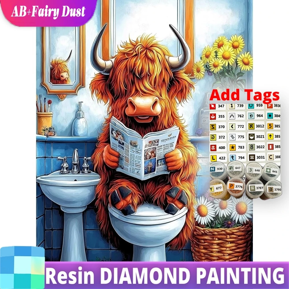 

Resin AB Fairy Dust Diamond Mosaic Cattle Animal DIY Full Square Round Painting Toilet New Arrival Embroidery Decor for Home
