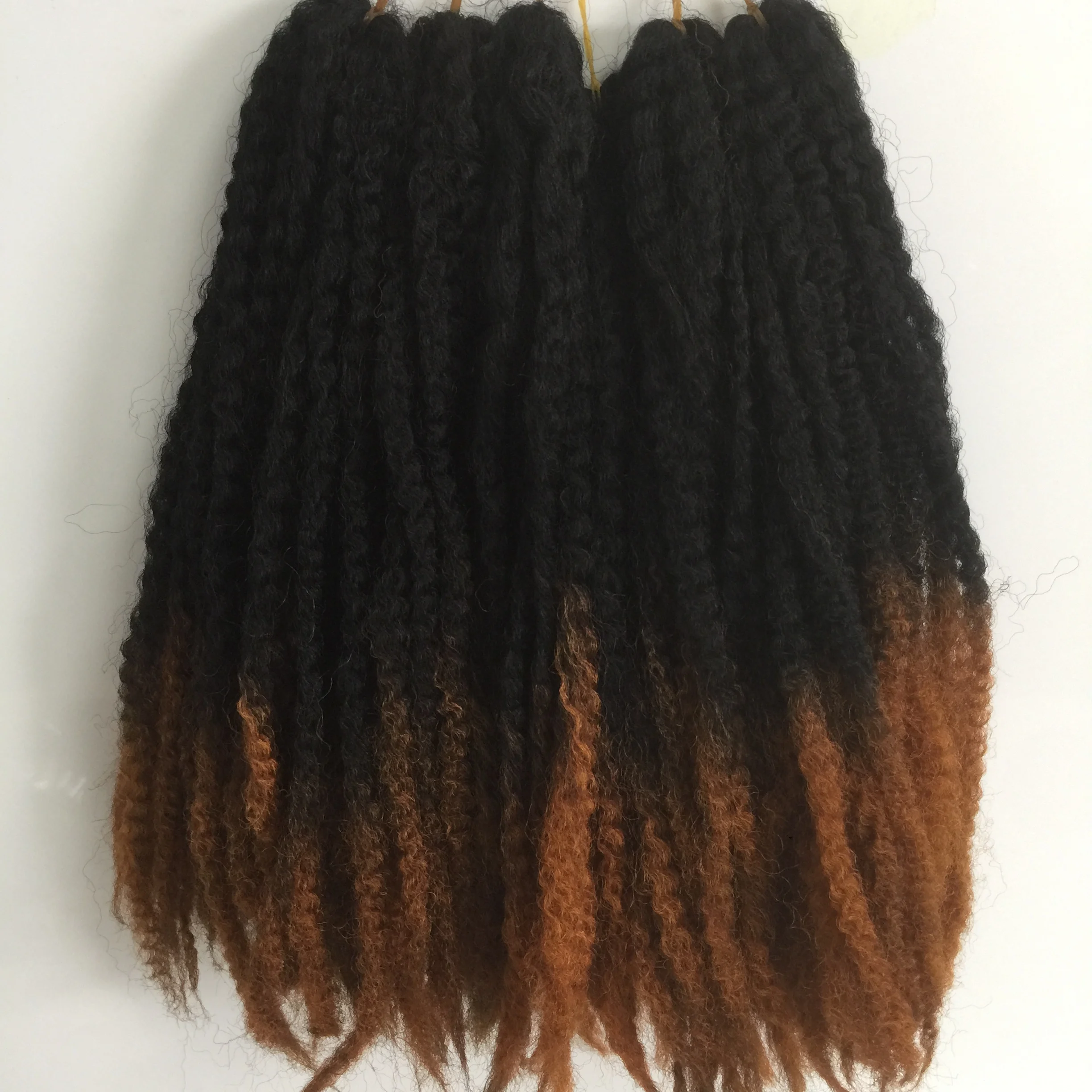 10 Packs Two Tone Ombre Color Black Orange Marley Braids Synthetic Hair Extensions for Black Woman