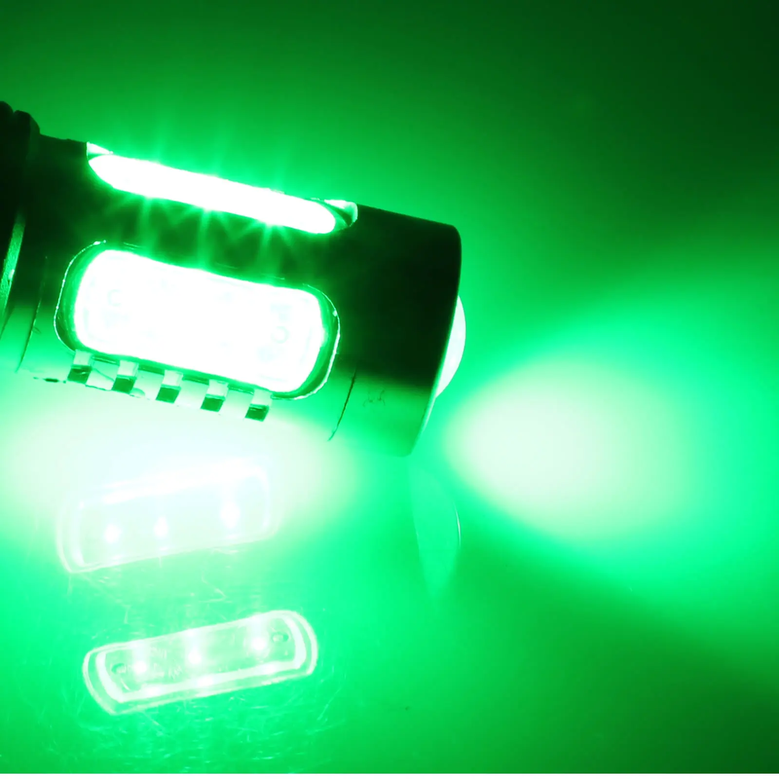 หลอดไฟตัดหมอก H8 RV สีเขียว2x ไฟฉายคาดศีรษะตัวปล่อย5ตัว H451-G PGJ19-1 LED cob SMD