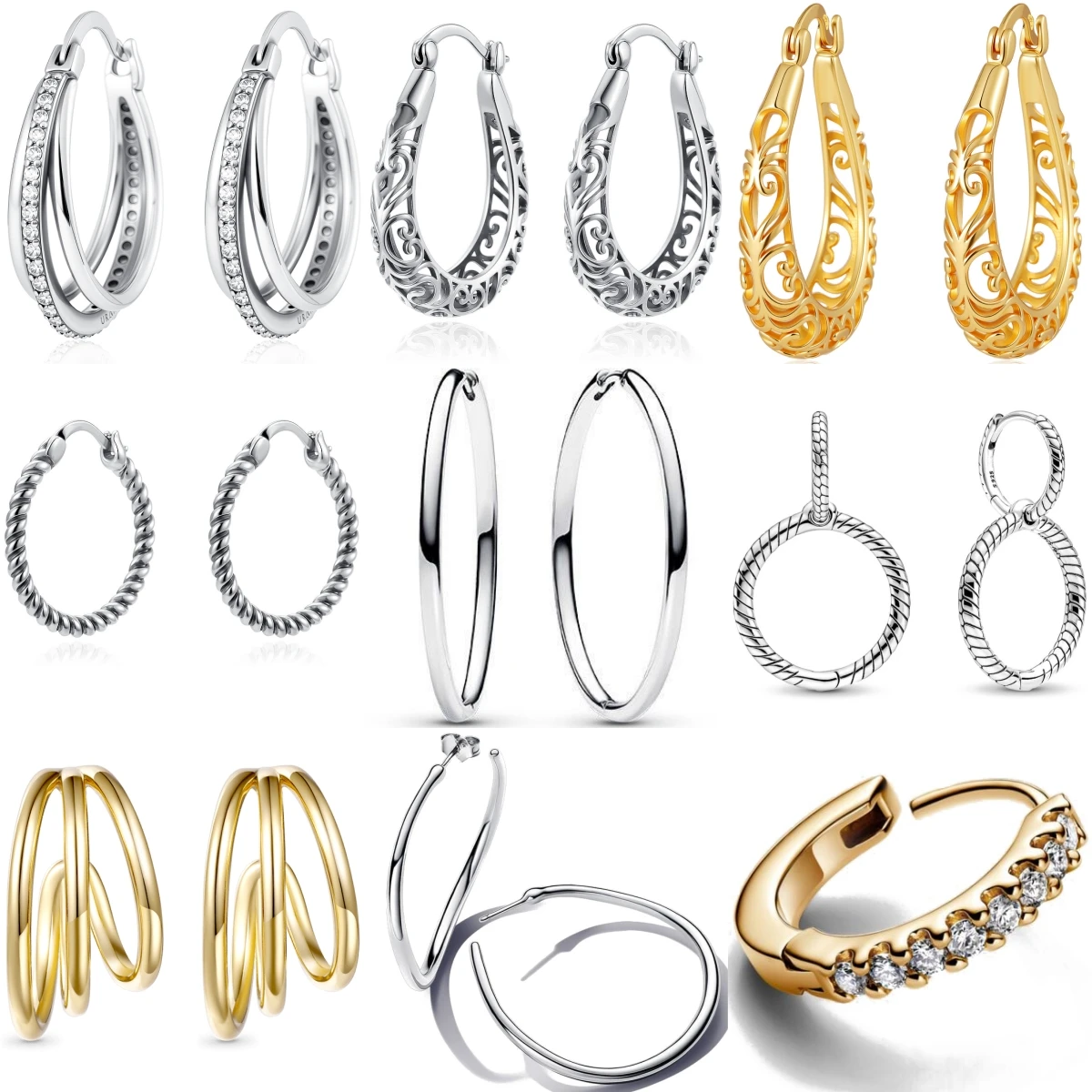 Fashion 925 Silver Hoop Earrings for Women Vintage Carved Zircon Minimalist Party Daily Wear Jewelry Multiple Styles Available