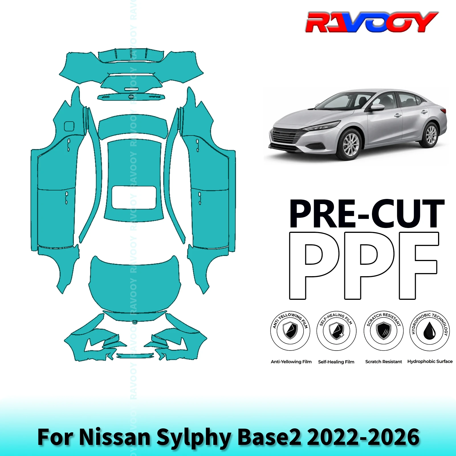 For Nissan Sylphy Base2 2022-2026 Full Exterior Body 8.5Mil Pre-Cut Paint Protection Film PPF Stone Chip Kit | Clear/Matte/Black