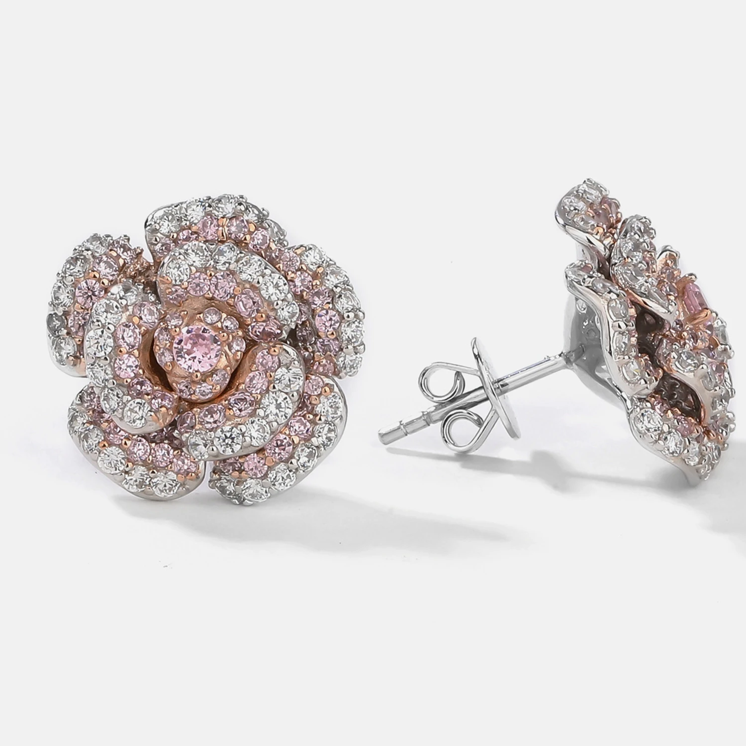 KQDANCE عالية الحرفية 925 الفضة 16 مللي متر الوردي الأصفر حجر وأقراط للنساء زهرة الورد مصمم المجوهرات الفاخرة