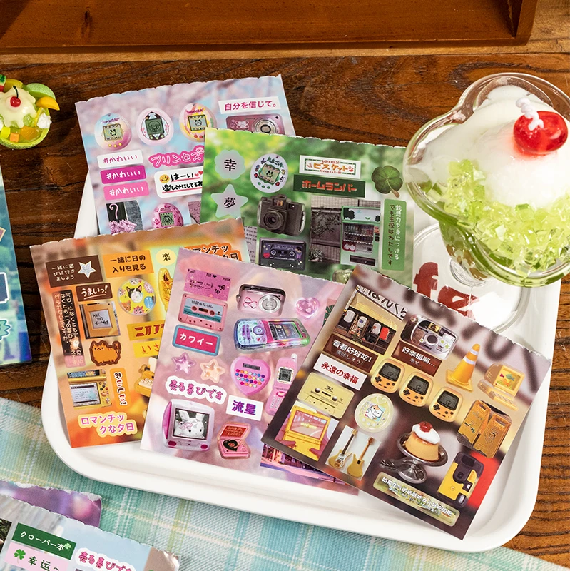 20 Sheets Cute Foods Fruit Cake Retro Decorative Sticker Book Scrapbooking Handbook Material Phone Stickers Kids Gift