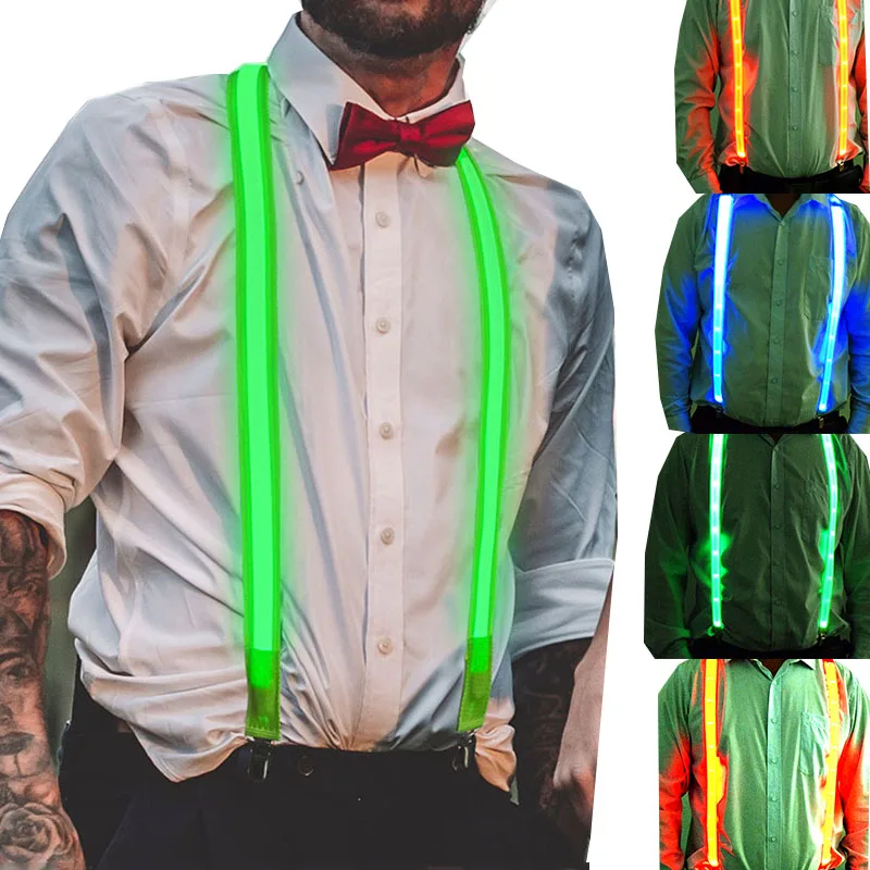 NEW Glowing Bow Suspenders for Men Wedding Party Accessories Glow in The Dark Bright Materials Birthday Festival SD01