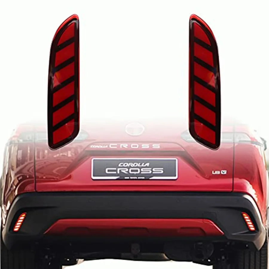 

Red LED Rear Bumper Reflectors Fog Brake Tail Light Sequential Turn Signal Lamps Accessories Compatible with Toyota Corolla Cro