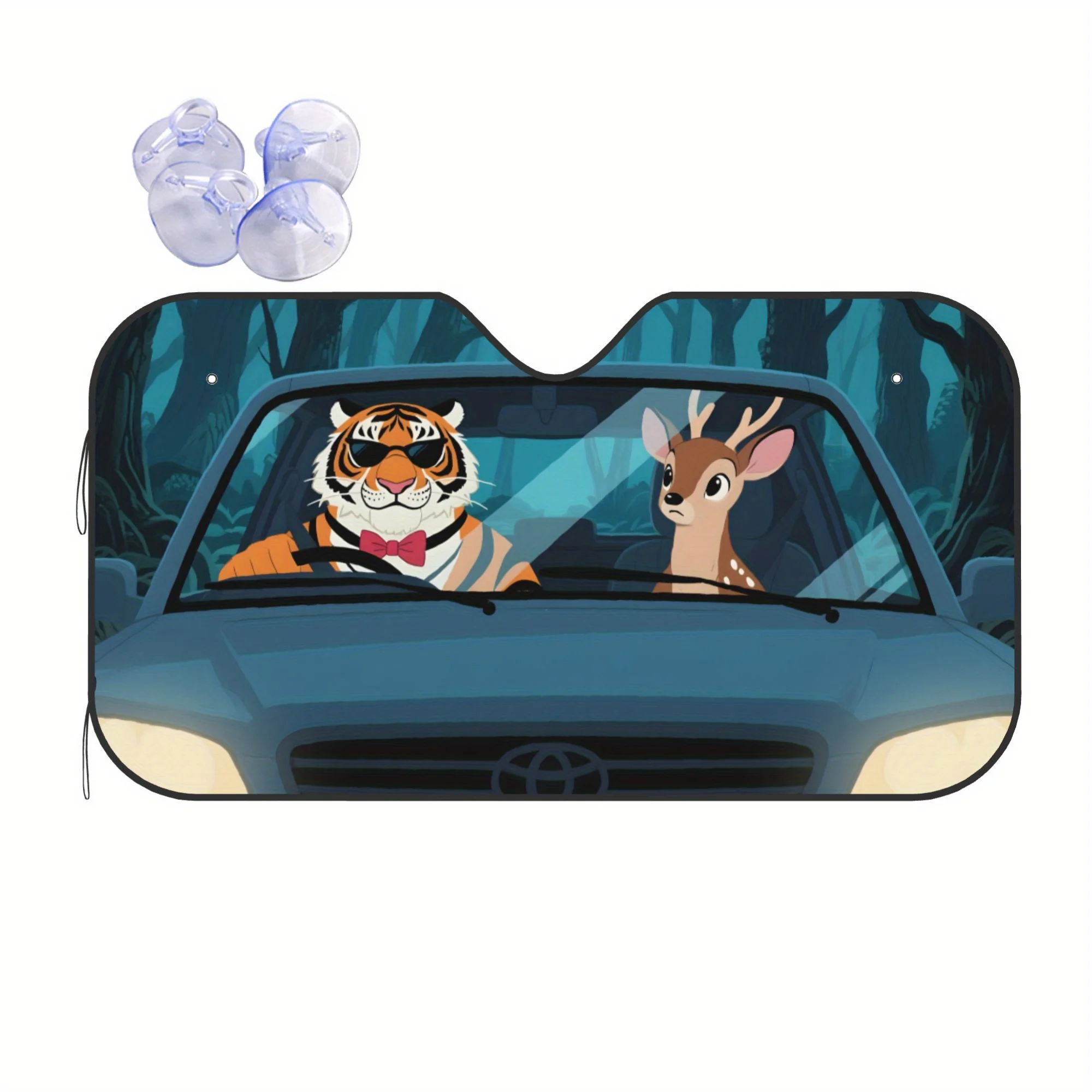 1pc Design Name Themed Car Visor, 4 Free Suction Cups, UV Blocking, Heat Reduction Car Accessories.