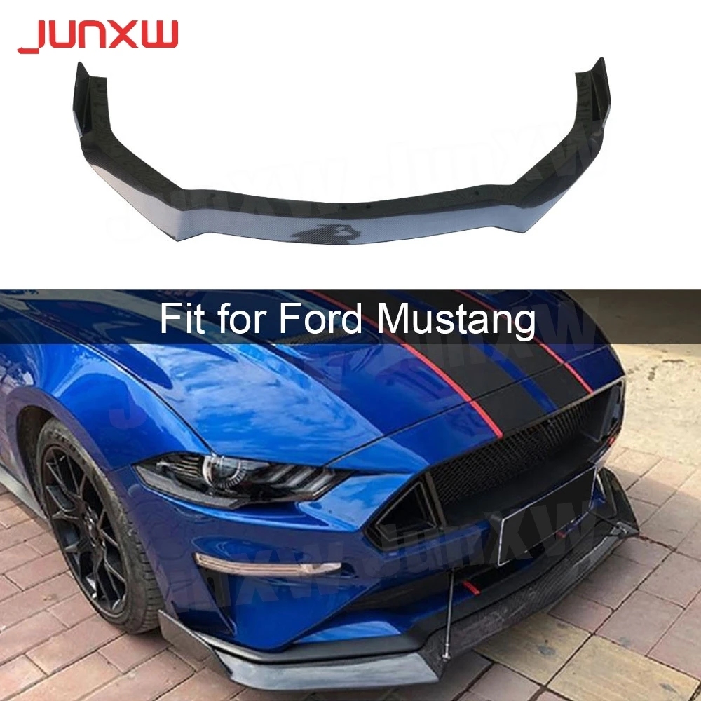 

For Ford Mustang 2018-2020 Sedan Coupe Convertible Front Bumper Lip Spoiler Splitters Carbon Fiber Car Styling