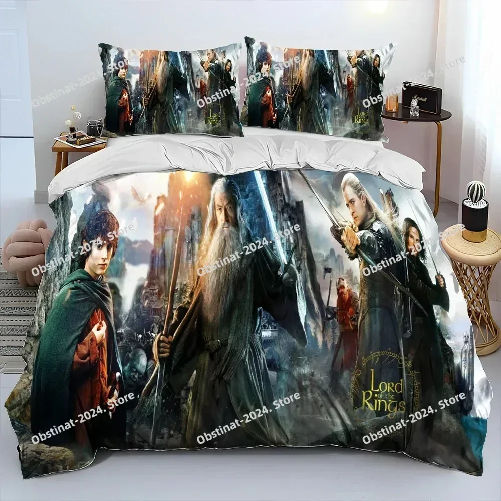 L-Lord of the Rings H-Hobbit Bedding Set Printed Bed Set With Pillowcase Duvet Cover Soft Single Double Queen Super King Size