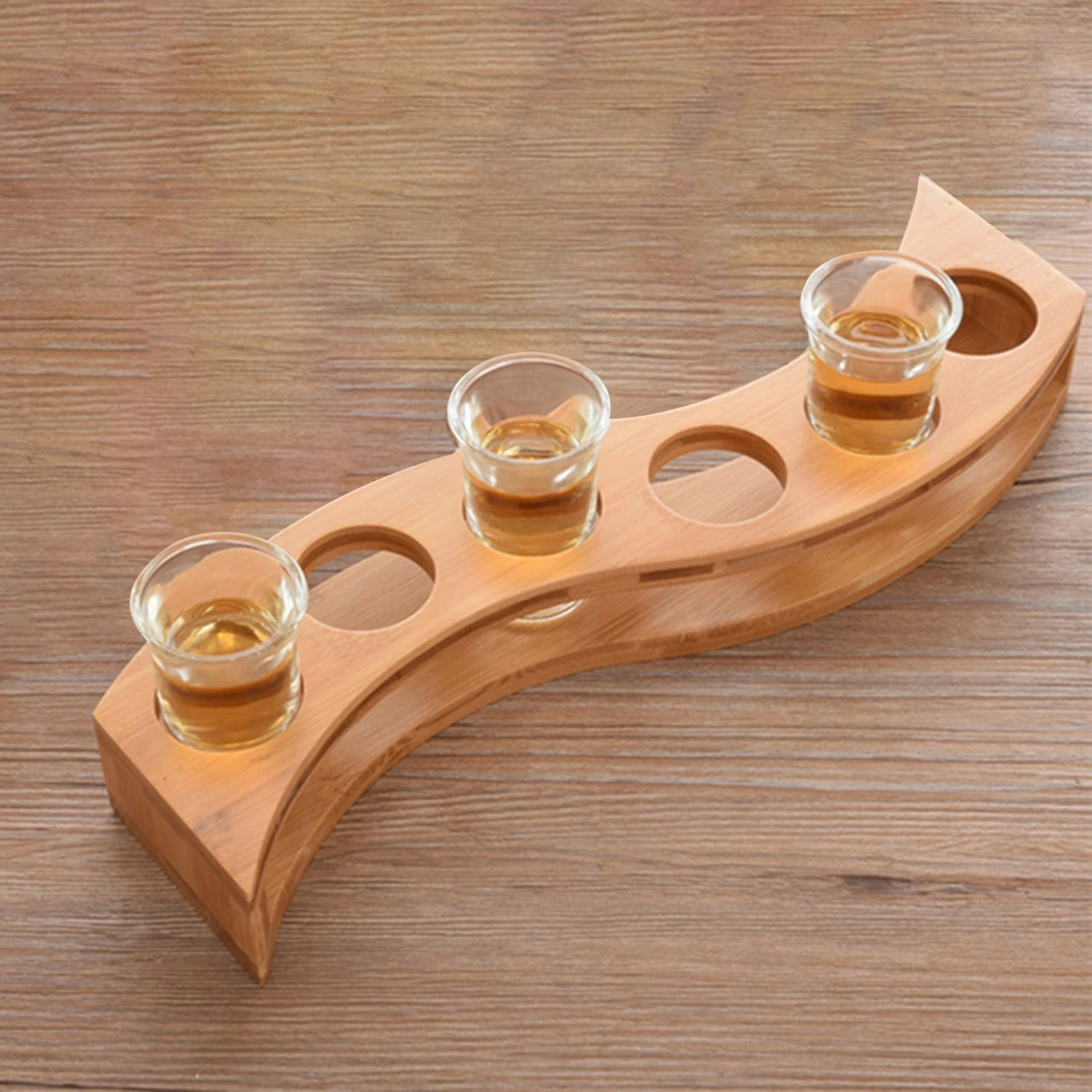 6 Holes Glass Holder Cup Rack Barware Accessories Organizer Serving Tray Kitchen Storage Wood for Club Party Bar