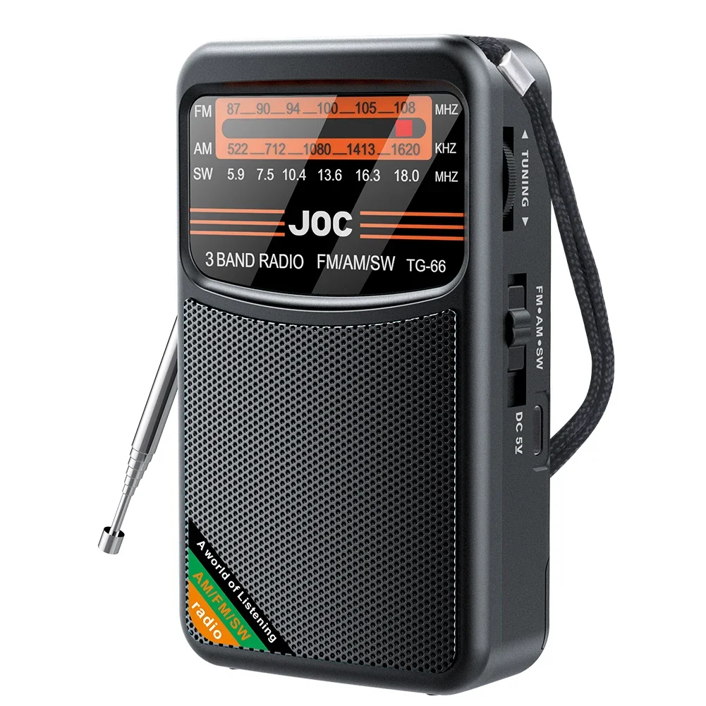 Portable TG66 Radio AM/FM/SW Pocket with Rechargeable Battery Incorporated Speaker HD screen mini Radio Receiver FM