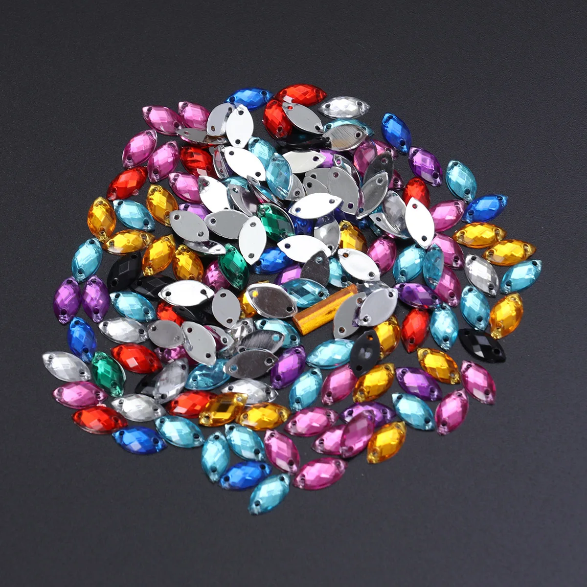 

150pcs Double Hole Rhinestones Clear Glass Crystal For Diy Sewing Craft Decor Flat Back Accessories Multi-Purpose