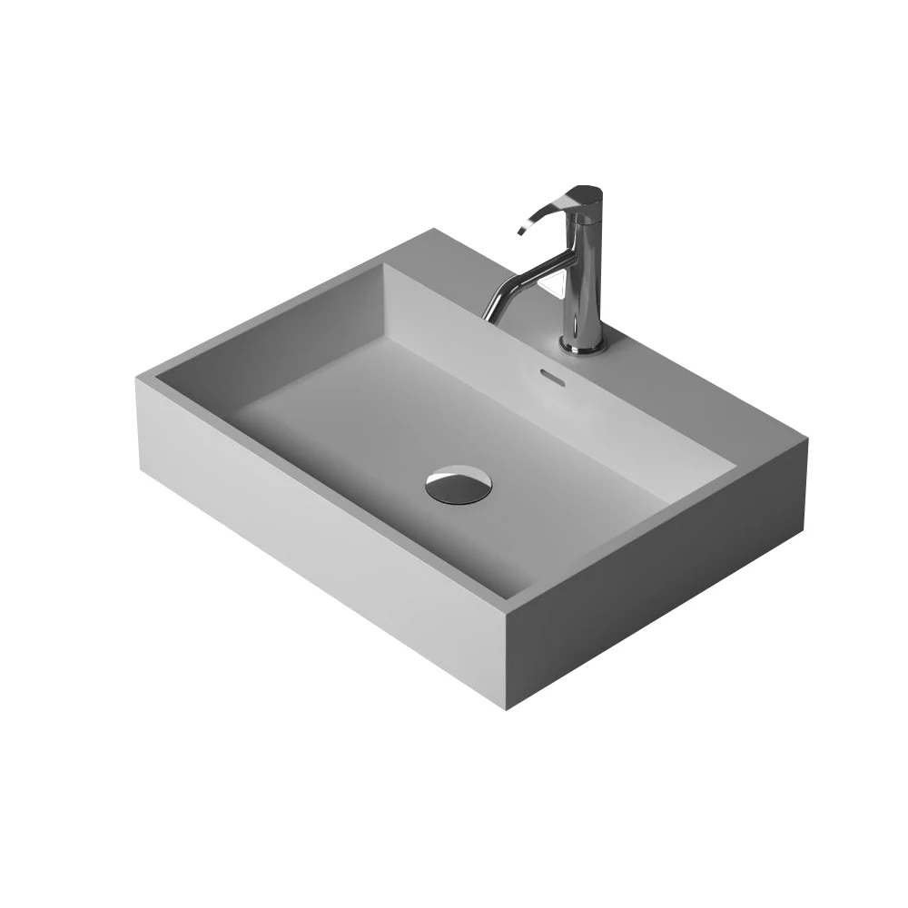 

Bathroom Rectangular Counter Top Vessel Sink Cloakroom Matt Solid Surface Stone Vanity Wash Basin RS38343-649