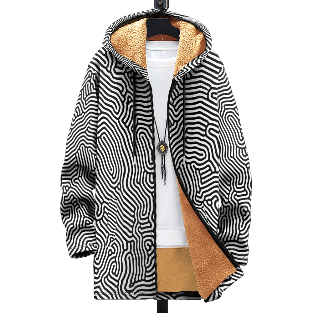 Man winter clothing, New in Down Coats, Unique design with white stripes cotton-padded jacket clothing, feather pocket zipper