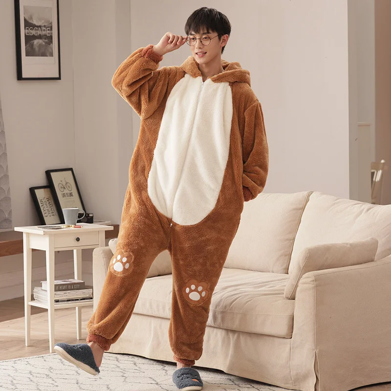 Family Parent-Child Outfit Pijamas Onesie Sleepwear Winter Thicken Pajamas Hoodies Jumpsuits Cartoon Bear Kawaii Soft Warm