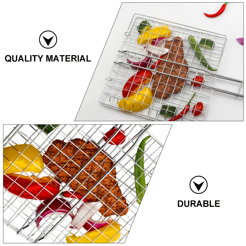 

1pc Stainless Steel Grilling Net Barbecue Wire Mesh Grill Basket Durable Heat Resistant For Outdoor Bbq Thick Food Grilling