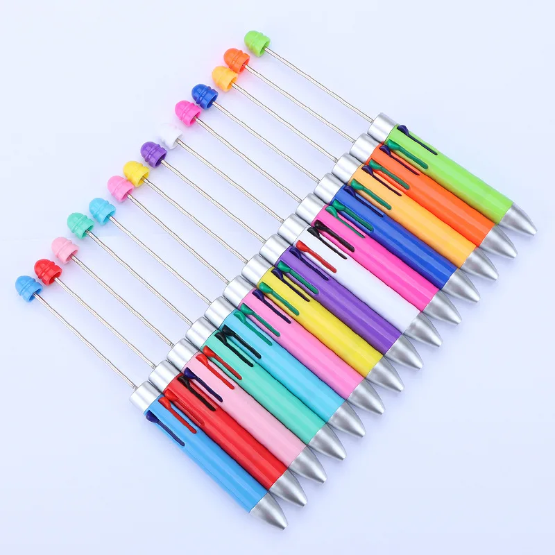 1pcs 5pcs 10pcs 25pcs 50pcsDIY Four-Color Beaded Ballpoint Pen Cute Beadable Pens Cartoon 4 Color Retractable Rollerball Pen