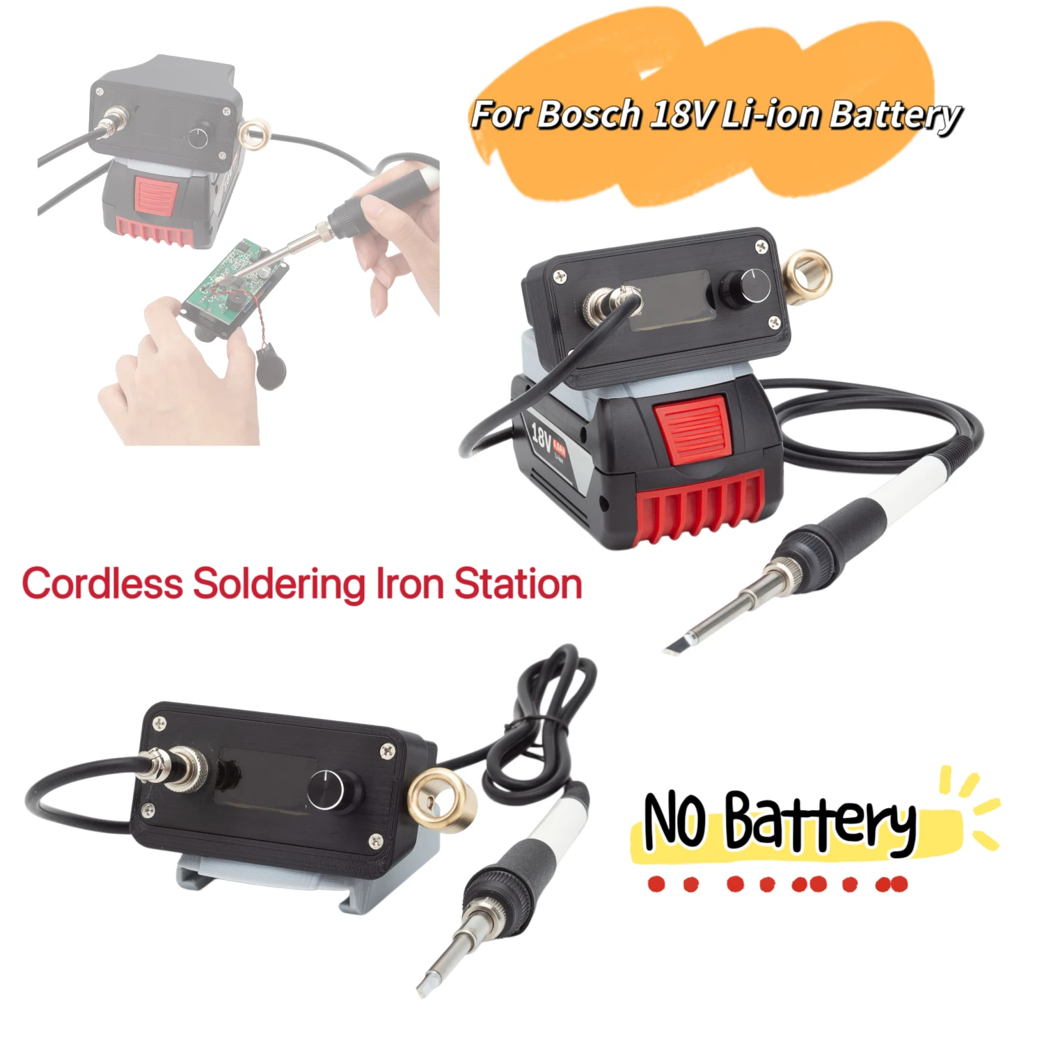 Portable OLED T12 Soldering Iron Station Adjustable Welding Station For For Bosch 18V Li-ion Battery for DIY Repair(NO Battery)