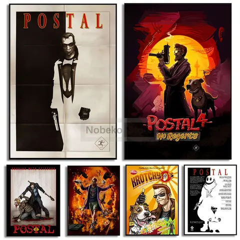 Bilashmart Classic Shooting Game FPS Game The Postal 4 Dude Retro Poster and Prints Canvas Painting Wall Art Pictures Home Room Decor Gift