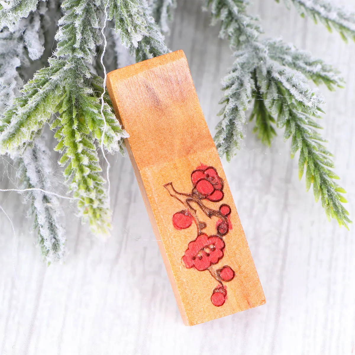 

8Pcs Wooden Chopstick Rest Chinese Style Plum Flower Pattern Reusable Fine Craftsmanship Home Hotel Restaurant Khaki Red