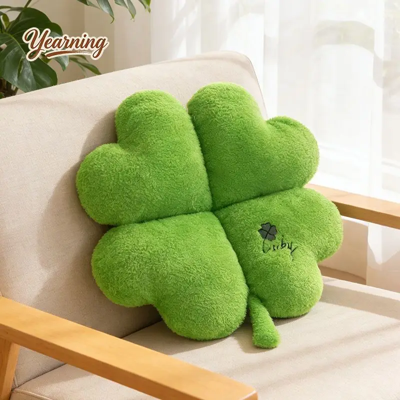 

Lucky Four Leaf Clover Throw Pillow Leaf Sofa Decoration Cushion Plant Pillow Home Living Room Decor