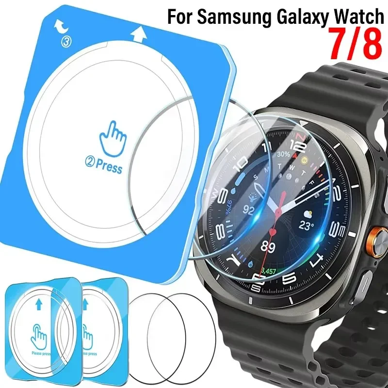 1-5 peças de vidro temperado para samsung galaxy watch 8classic 8 7 40mm 44mm 47mm, protetores de tela ultra transparentes, filmes fáceis de instalar