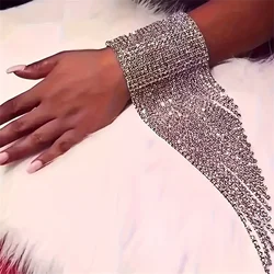 1pc Exquisite Sparkling Tassel Crystal Bracelet Jewelry Fashion Banquet Party Rhinestone Bracelet Dressing Jewelry Accessories