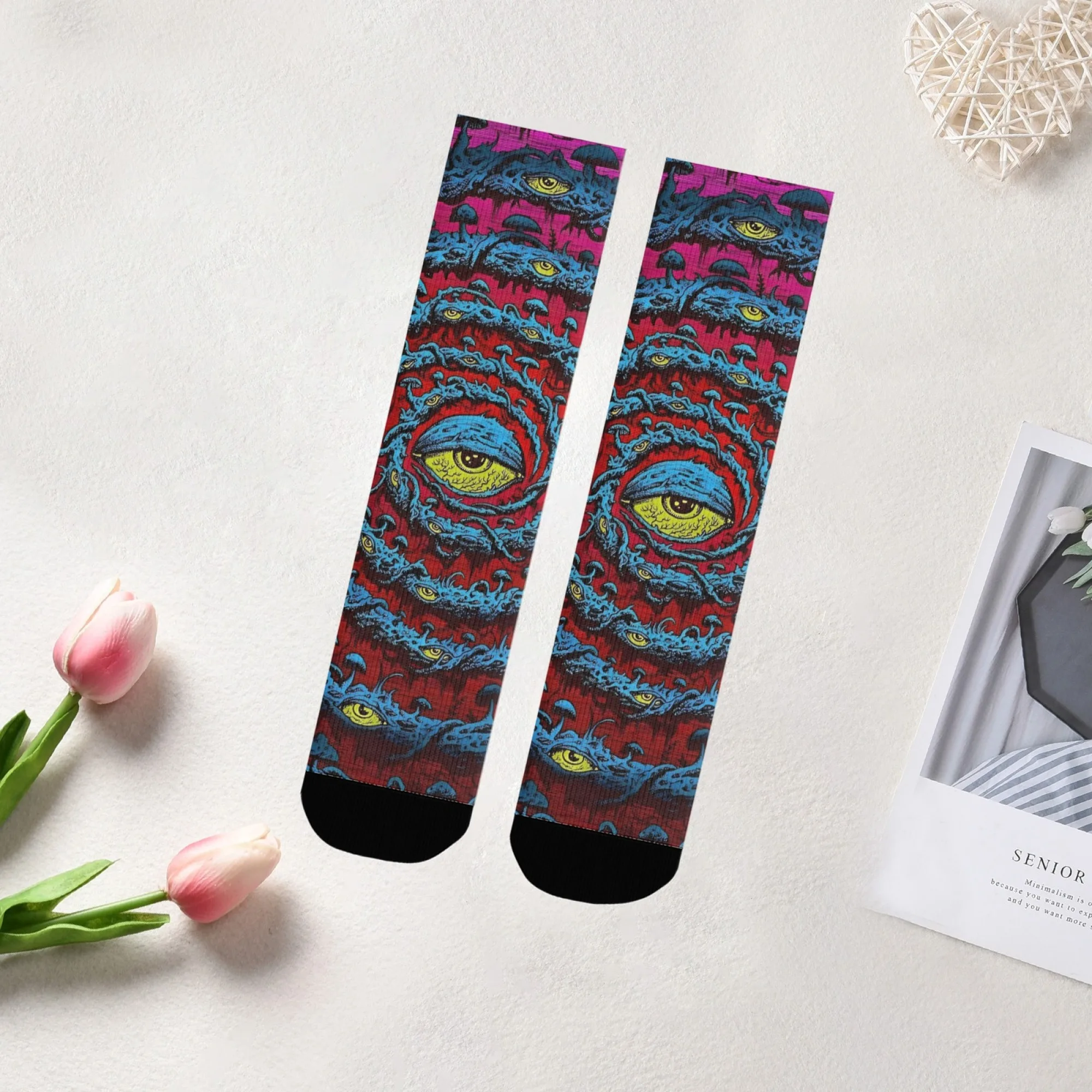 Monster Mushroom Socks Comfortable Stretchy Lightweight Men's Socks Sports Hiking Mountaineering Fun Party Fashion Crew Socks