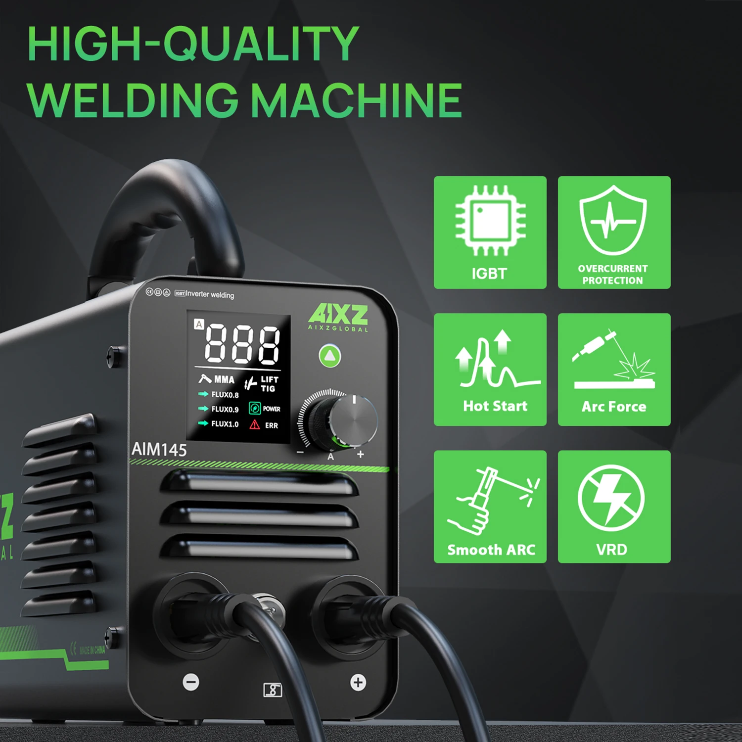 AIXZ AIM145  220V Welding Machine IGBT Overheating-protection 3in1 MMA/Spool Gun/Lift TIG Synergic Control Welder