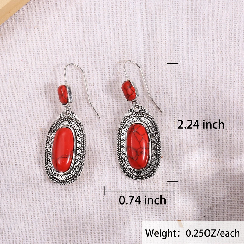 Vintage Boho Women's Drop Earrings Anti Silver Color Carved Pattern for Retro Party Personality Earring Gift Female Jewelry
