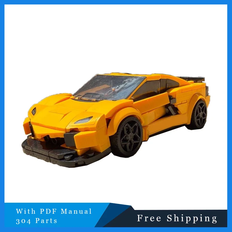 

304 шт., городская крутая низкая пластина, суперкар, технология MOC, креативный строительный блок, модель, детская сборка «сделай сам», головоломка, подарки на день рождения