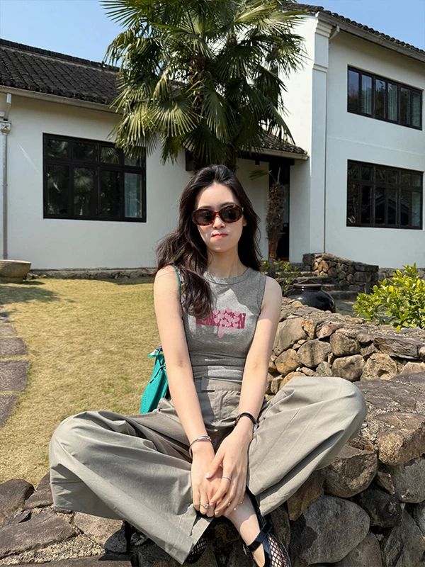 Décontracté coréen Sle rond Ne Svel coupe ajustée polyvalent poids lourd Base en coton irt haut femmes Faion imprimé Design